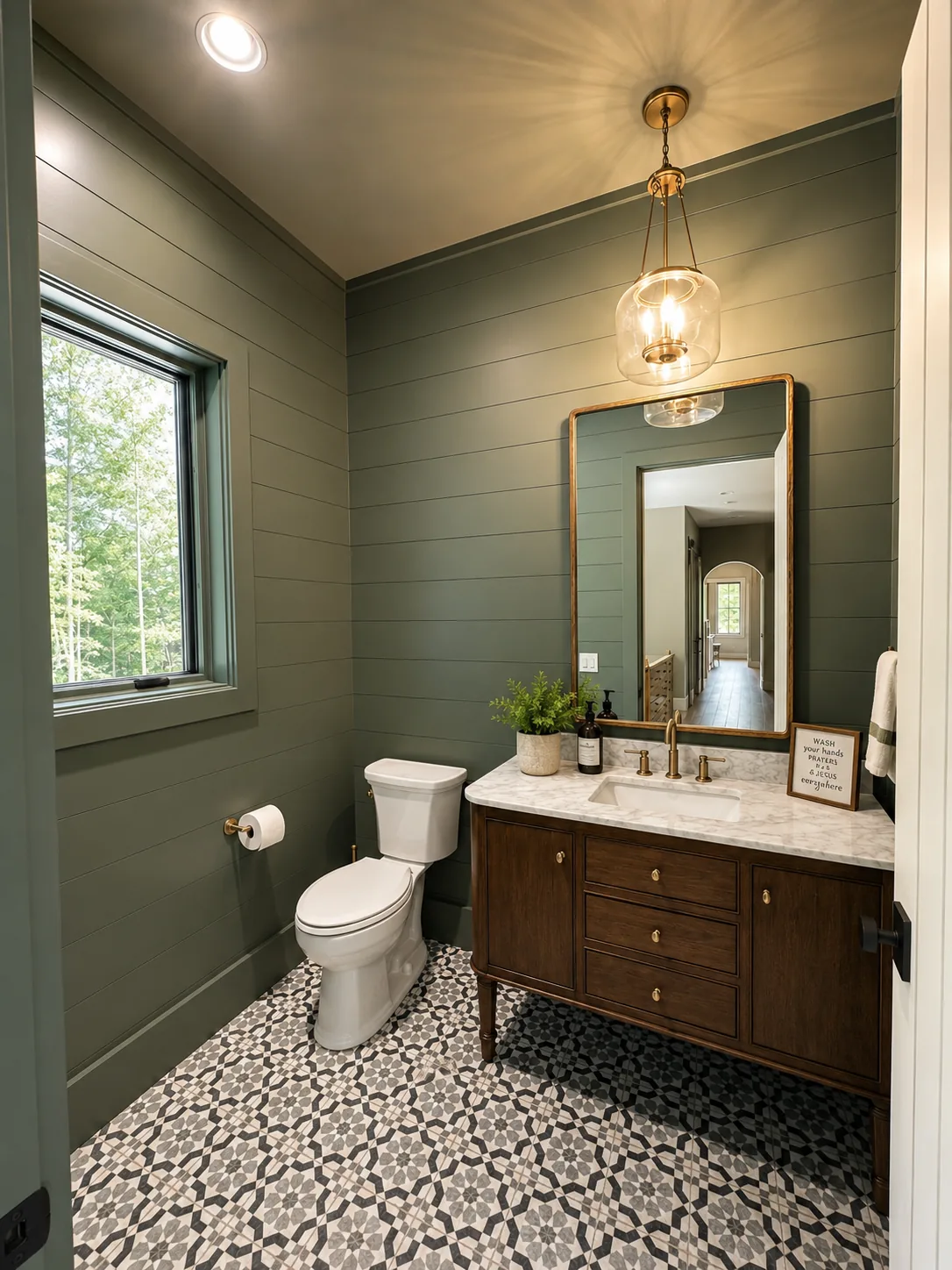 Custom bathroom in a custom home built by Higgins Building Group in Western North Carolina