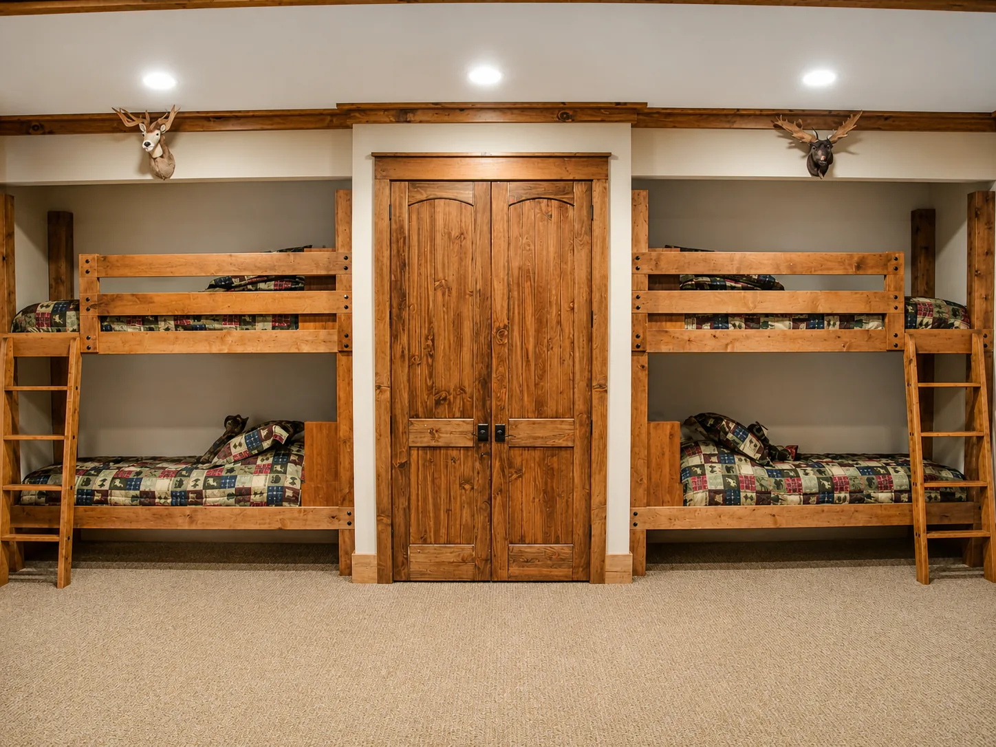 Custom built-in bunk beds in a custom home built by Higgins Building Group in Western North Carolina