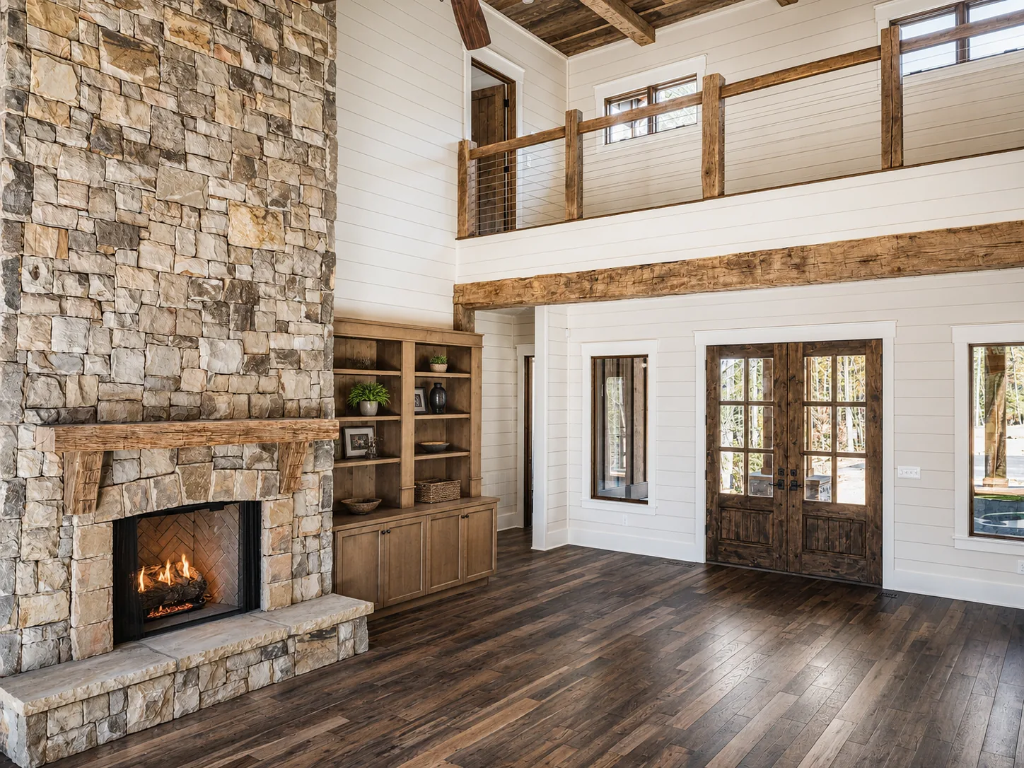 Living room in a custom home built by Higgins Building Group in Western North Carolina