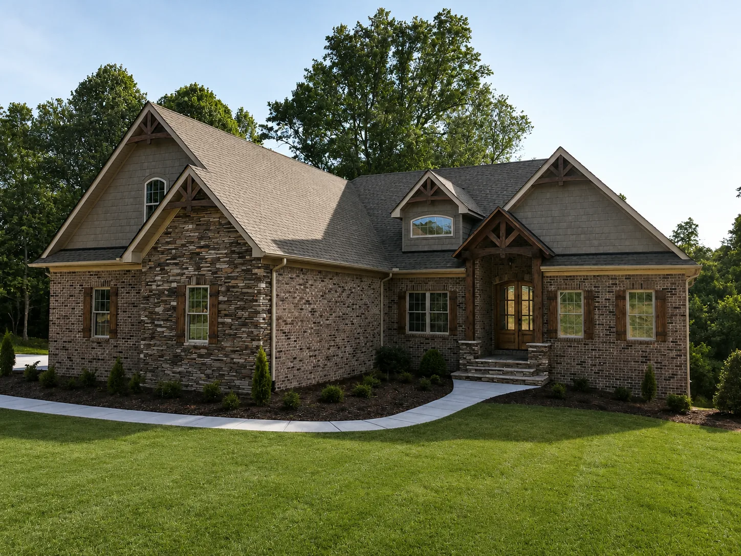 Custom luxury home exterior built by Higgins Building Group in Western North Carolina