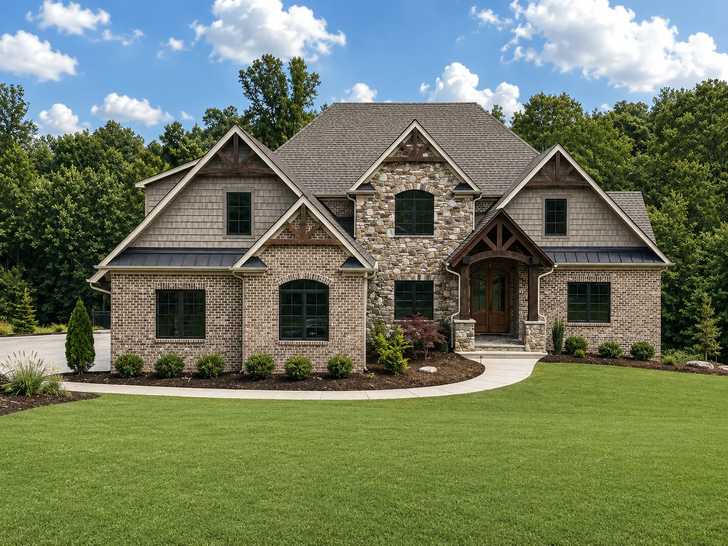 Custom luxury home exterior built by Higgins Building Group in Western North Carolina