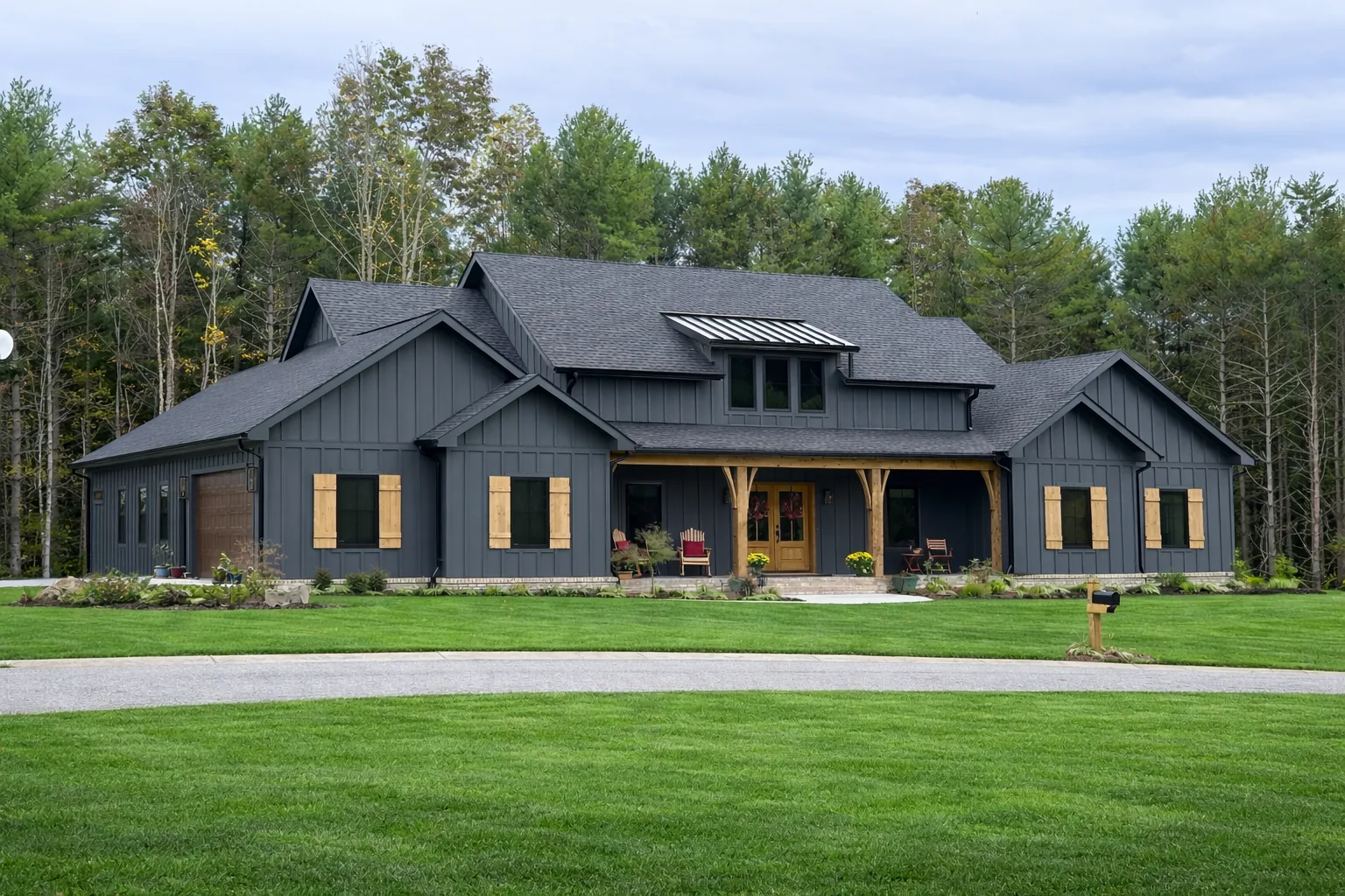 Custom luxury home exterior built by Higgins Building Group in Western North Carolina